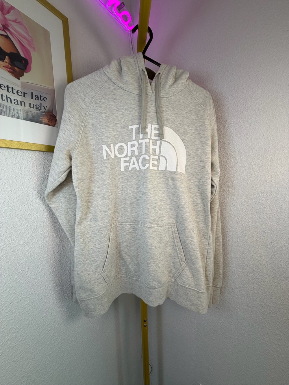 The North Face Light Gray Logo Pullover Hoodie